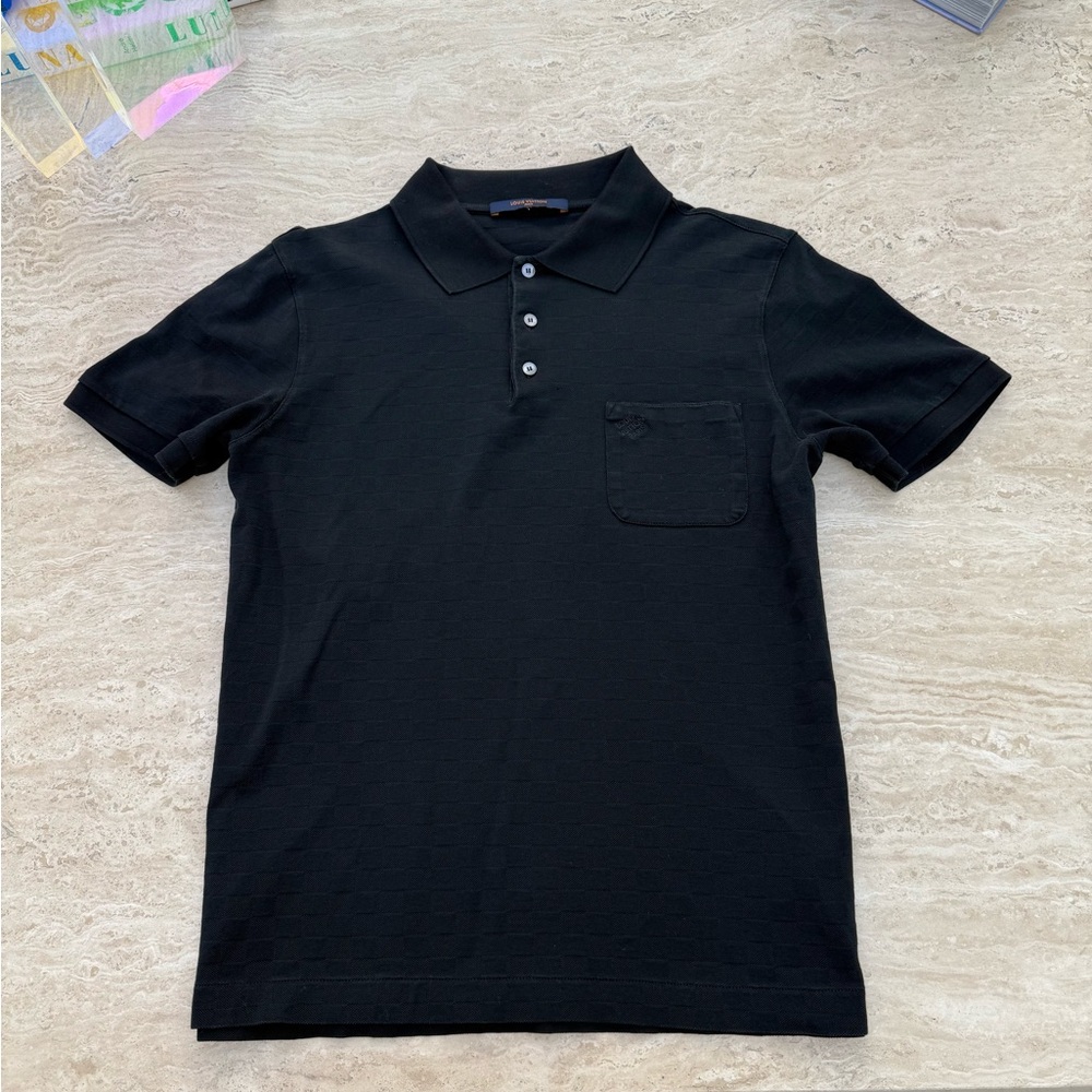 Men's Luis Vuitton Monogram Black Polo Shirt!